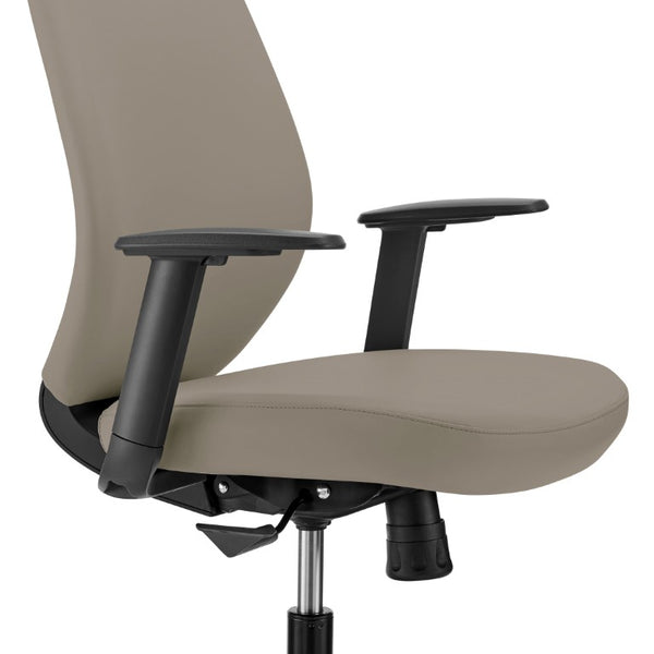 EuroStyle Filip Low Back Leatherette Office Chair with Adjustable Arms and Tilt Mechanism Light Gray 73002-LTGRY