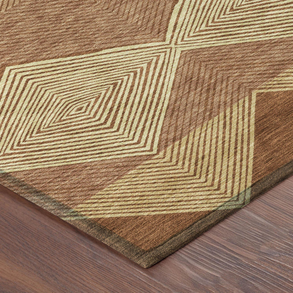 10 X 14 Geometric Polyester Area Rug Washable Orange Copper Indoor Outdoor Use