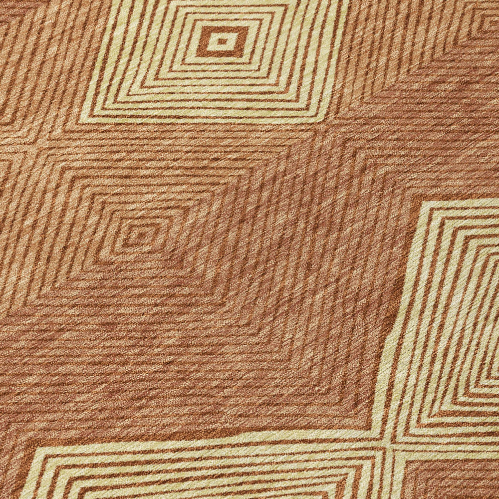 10 X 14 Geometric Polyester Area Rug Washable Orange Copper Indoor Outdoor Use