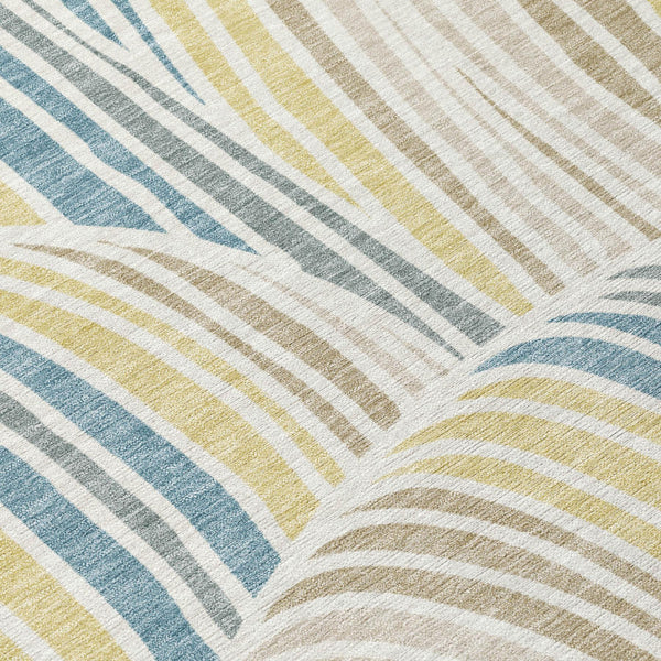 8x10 Washable Abstract Polyester Area Rug Ivory Neutral Tones Indoor Outdoor Use