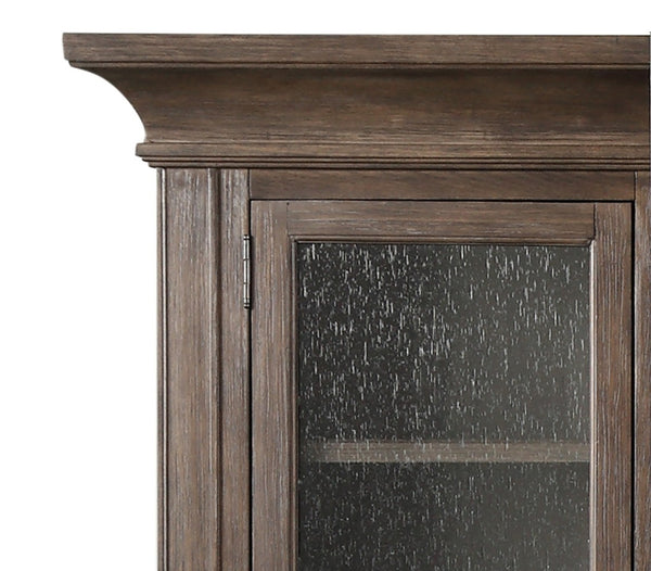 English Elm Middleton Tall Pier Cabinet Poplar Wood Seeded Glass Door Old World Storage Unit B108P468540