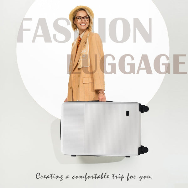 English Elm Luggage 5 Piece Hardside Abs Set with Front Access Carry on and Tsa Spinner Wheels White N732P391579K