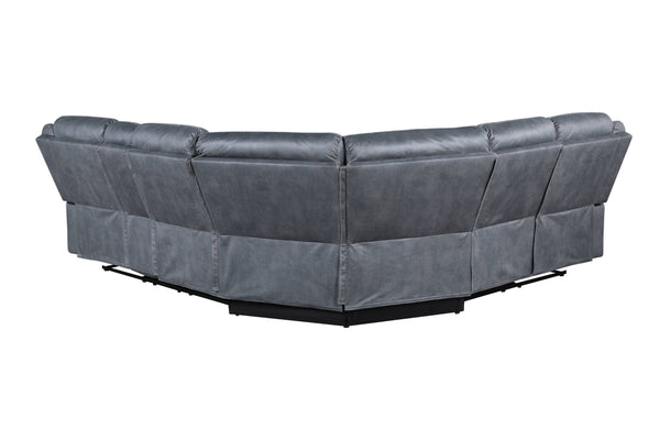 English Elm Dollum Two Tone Nubuck Manual Recliner Sectional Sofa with USB Port, Cupholder Console, Tufted Comfort Gray 69 L x 30 W x 26 H B2726S00124