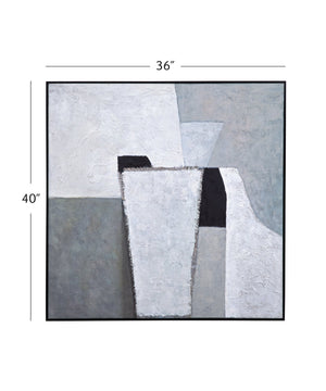 Basset Mirror Landen Hand-painted Framed Canvas Art In Elegant Black Molding – Stunning Home Décor Addition Gray Canvas,Wood,Resin Frame 7301-005