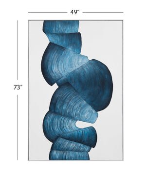 Basset Mirror Ribbons Framed Canvas Art - Elegant Abstract Acrylic Design In Blue For Modern Home Décor Blue Canvas,Pine Wood,Resin White Frame 7301-020