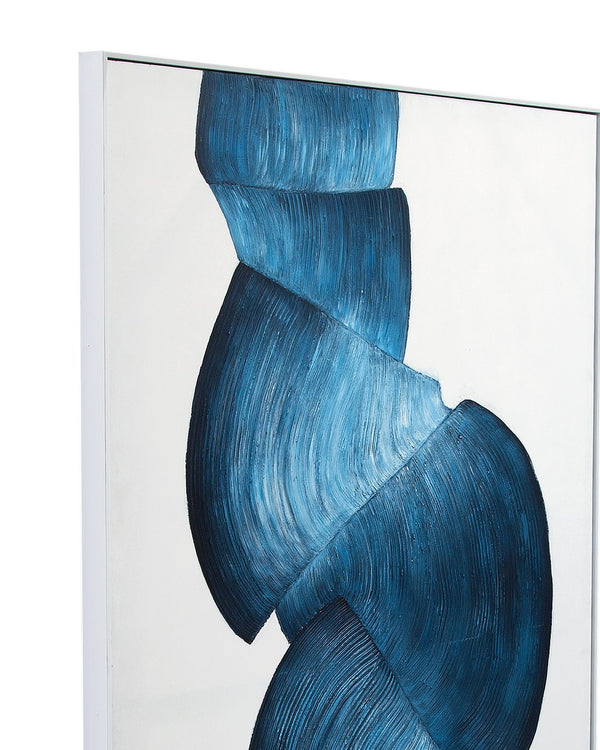 Basset Mirror Ribbons Framed Canvas Art - Elegant Abstract Acrylic Design In Blue For Modern Home Décor Blue Canvas,Pine Wood,Resin White Frame 7301-020