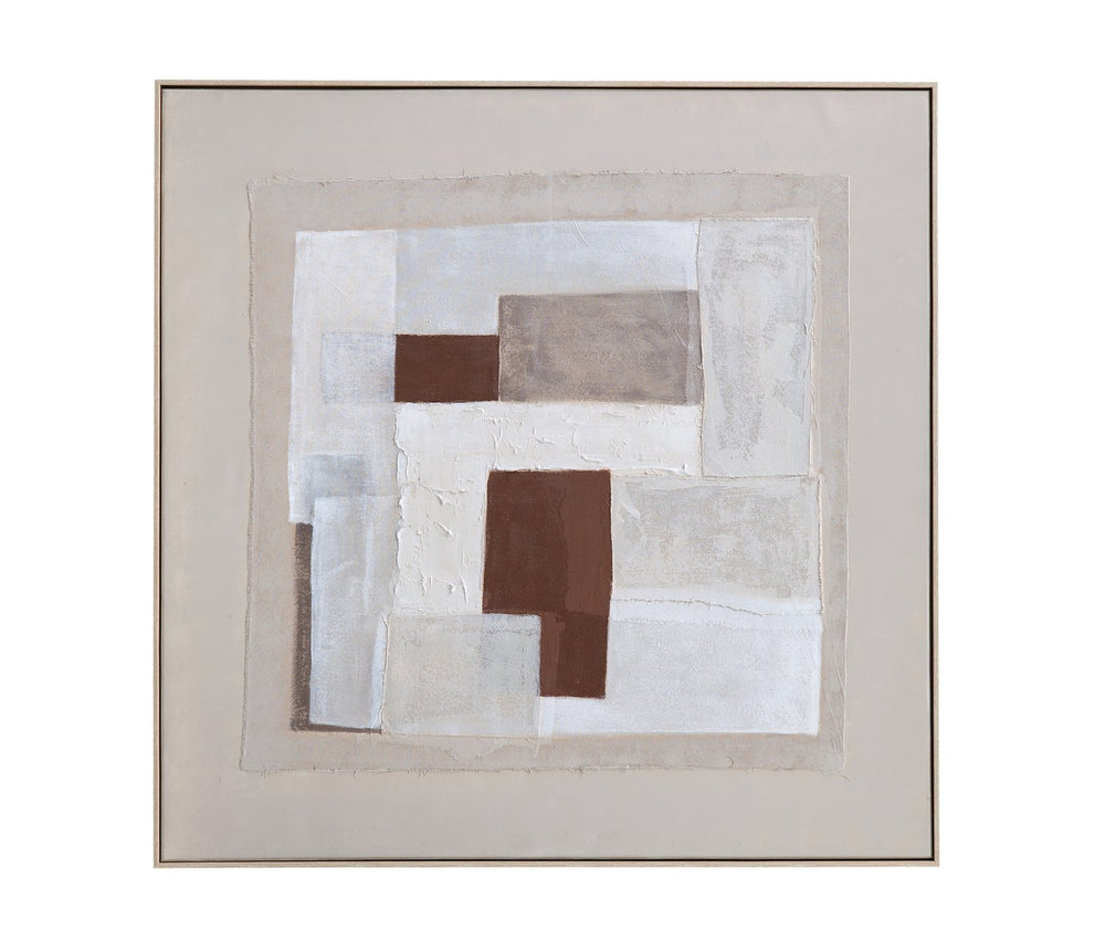 Basset Mirror Amsterdam Framed Canvas Art - Abstract Minimalist Design With Neutral Tones For Home Or Office Decor Brown Canvas,Pine Wood,Resin Frame 7301-021