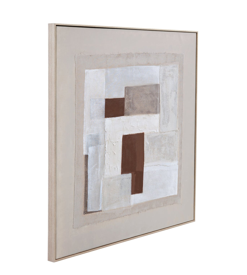 Basset Mirror Amsterdam Framed Canvas Art - Abstract Minimalist Design With Neutral Tones For Home Or Office Decor Brown Canvas,Pine Wood,Resin Frame 7301-021