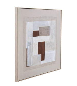 Basset Mirror Amsterdam Framed Canvas Art - Abstract Minimalist Design With Neutral Tones For Home Or Office Decor Brown Canvas,Pine Wood,Resin Frame 7301-021