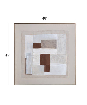 Basset Mirror Amsterdam Framed Canvas Art - Abstract Minimalist Design With Neutral Tones For Home Or Office Decor Brown Canvas,Pine Wood,Resin Frame 7301-021