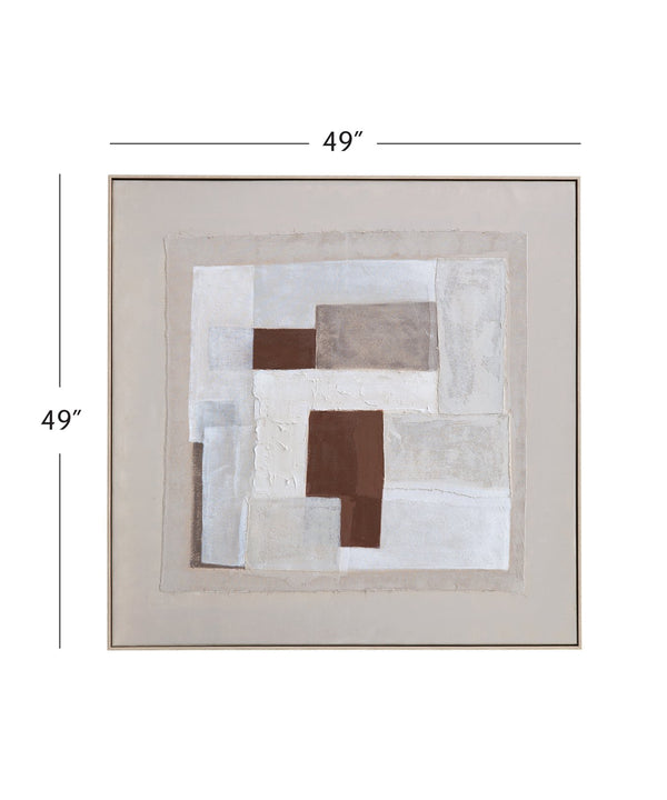 Basset Mirror Amsterdam Framed Canvas Art - Abstract Minimalist Design With Neutral Tones For Home Or Office Decor Brown Canvas,Pine Wood,Resin Frame 7301-021