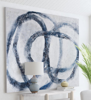 Basset Mirror Altarium Canvas Art - Bold 70x96 Inch Modern Masterpiece With Dynamic Brushstrokes For Any Space Blue Canvas,Pine Wood 7301-023