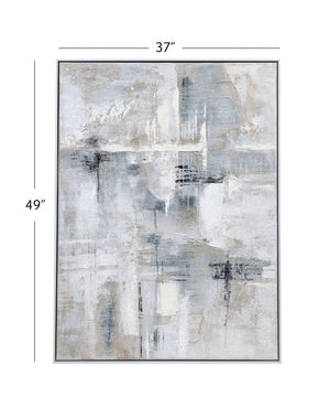 Basset Mirror Gray Day Framed Canvas Art – Serene Abstract Wall Decor For Tranquil Spaces, Modern Touch Gray Canvas,Pine Wood,Resin Frame 7301-025