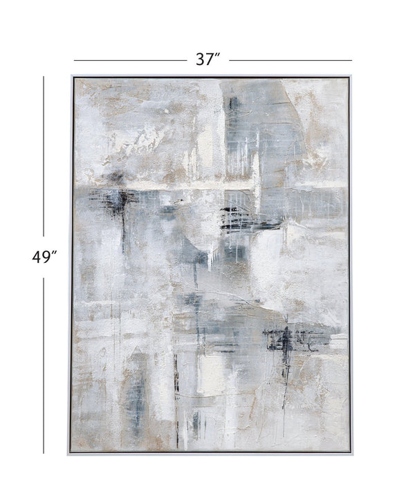 Basset Mirror Gray Day Framed Canvas Art – Serene Abstract Wall Decor For Tranquil Spaces, Modern Touch Gray Canvas,Pine Wood,Resin Frame 7301-025