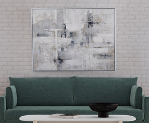 Basset Mirror Gray Day Framed Canvas Art – Serene Abstract Wall Decor For Tranquil Spaces, Modern Touch Gray Canvas,Pine Wood,Resin Frame 7301-025