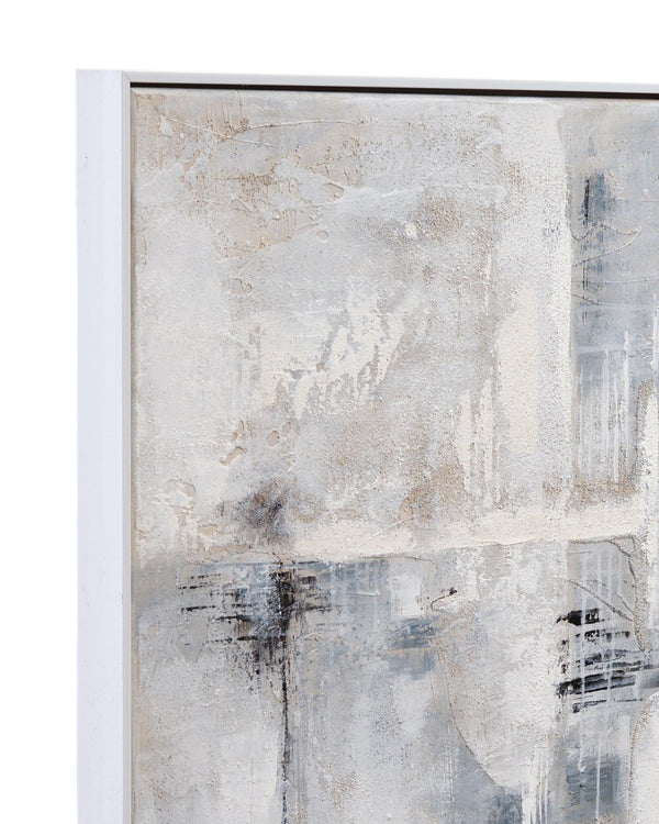 Basset Mirror Gray Day Framed Canvas Art – Serene Abstract Wall Decor For Tranquil Spaces, Modern Touch Gray Canvas,Pine Wood,Resin Frame 7301-025