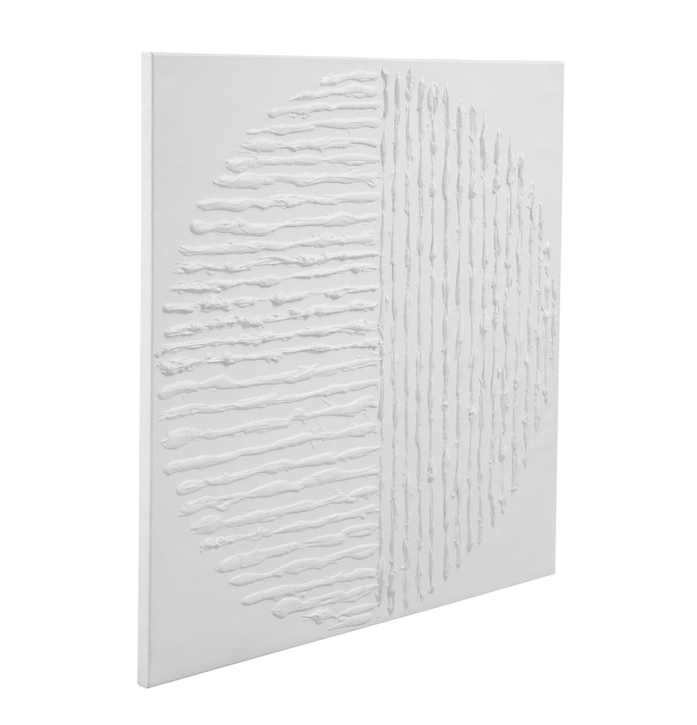 Basset Mirror Textured Circle Canvas Art - Elegant Minimalist Wall Decor For Modern Interiors, Timeless Appeal White Canvas,Pine Wood 7301-027