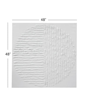 Basset Mirror Textured Circle Canvas Art - Elegant Minimalist Wall Decor For Modern Interiors, Timeless Appeal White Canvas,Pine Wood 7301-027
