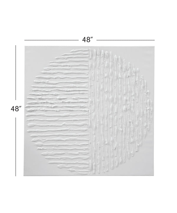 Basset Mirror Textured Circle Canvas Art - Elegant Minimalist Wall Decor For Modern Interiors, Timeless Appeal White Canvas,Pine Wood 7301-027