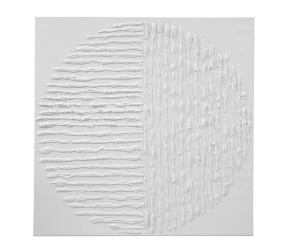 Basset Mirror Textured Circle Canvas Art - Elegant Minimalist Wall Decor For Modern Interiors, Timeless Appeal White Canvas,Pine Wood 7301-027