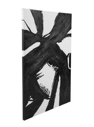 Basset Mirror Franz Canvas Art - Bold Abstract Elegance With Black Brushstrokes On White, Perfect For Modern Spaces Black Canvas,Pine Wood 7301-029
