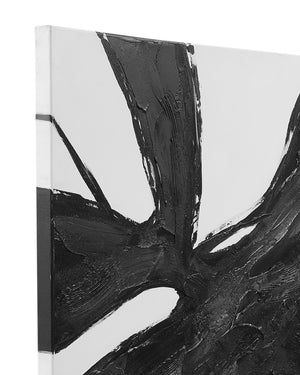 Basset Mirror Franz Canvas Art - Bold Abstract Elegance With Black Brushstrokes On White, Perfect For Modern Spaces Black Canvas,Pine Wood 7301-029