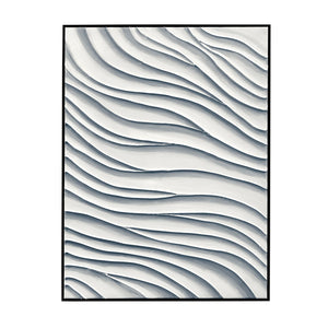 Basset Mirror Ripples Framed Canvas Art - Ocean Waves Serenity, Textured Design & Black Frame For Elegant Decor Black Canvas,Wood Frame 7301-030