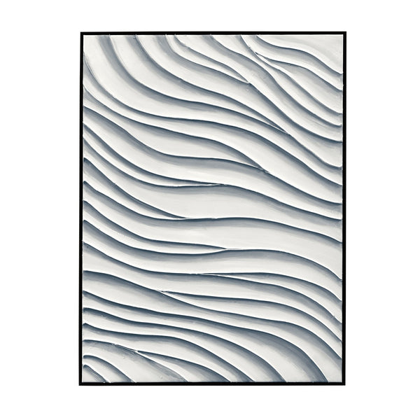 Basset Mirror Ripples Framed Canvas Art - Ocean Waves Serenity, Textured Design & Black Frame For Elegant Decor Black Canvas,Wood Frame 7301-030