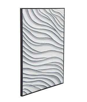 Basset Mirror Ripples Framed Canvas Art - Ocean Waves Serenity, Textured Design & Black Frame For Elegant Decor Black Canvas,Wood Frame 7301-030