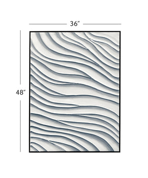 Basset Mirror Ripples Framed Canvas Art - Ocean Waves Serenity, Textured Design & Black Frame For Elegant Decor Black Canvas,Wood Frame 7301-030