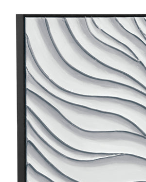 Basset Mirror Ripples Framed Canvas Art - Ocean Waves Serenity, Textured Design & Black Frame For Elegant Decor Black Canvas,Wood Frame 7301-030