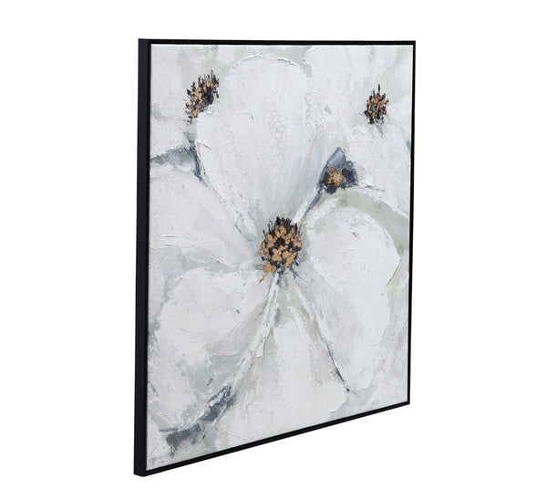 Basset Mirror Dogwood Framed Canvas Art - Elegant Floral Design To Enhance Home Decor With Timeless Serenity White Canvas,Wood Frame 7301-031