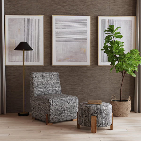 Basset Mirror Razi Framed Canvas Set Of 3 - Modern Minimalist Art In Soft Neutrals For Serene Home Decor Brown Canvas,Pine Wood,Resin Frame 7301-032