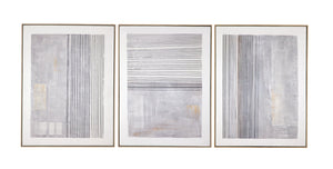 Basset Mirror Razi Framed Canvas Set Of 3 - Modern Minimalist Art In Soft Neutrals For Serene Home Decor Brown Canvas,Pine Wood,Resin Frame 7301-032