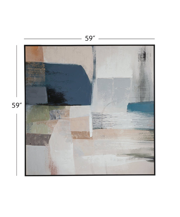 Basset Mirror Kasia Framed Canvas Art – Elegant Harmony Of Warm & Cool Hues For A Serene Home Decor Experience Black Canvas,Fir,Resin Frame 7301-033