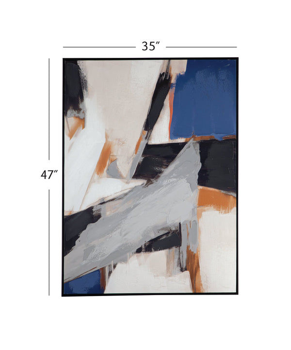 Basset Mirror Denisa Modern Abstract Framed Canvas Art - Warm Tones & Contemporary Elegance For Any Room Black Canvas,Fir,Resin Frame 7301-034