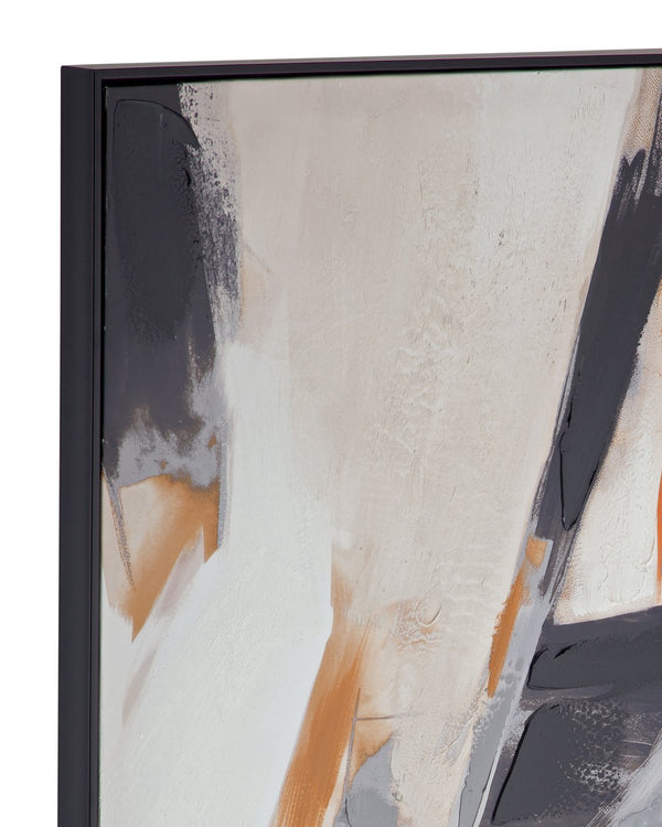 Basset Mirror Denisa Modern Abstract Framed Canvas Art - Warm Tones & Contemporary Elegance For Any Room Black Canvas,Fir,Resin Frame 7301-034