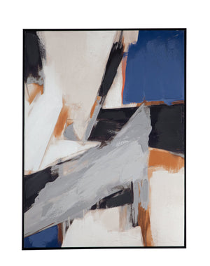 Basset Mirror Denisa Modern Abstract Framed Canvas Art - Warm Tones & Contemporary Elegance For Any Room Black Canvas,Fir,Resin Frame 7301-034