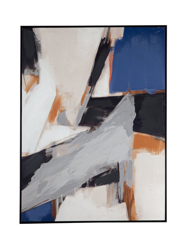 Basset Mirror Denisa Modern Abstract Framed Canvas Art - Warm Tones & Contemporary Elegance For Any Room Black Canvas,Fir,Resin Frame 7301-034