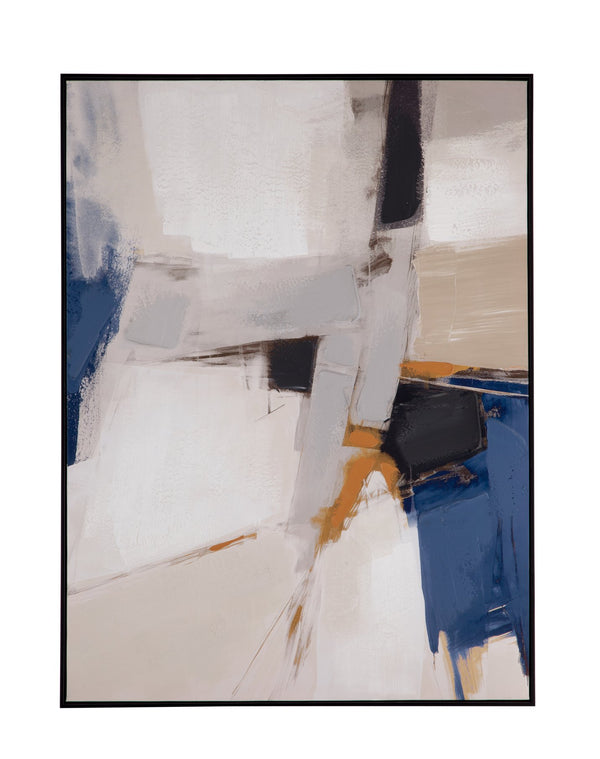 Basset Mirror Denisa Modern Abstract Framed Canvas Art - Warm Tones & Contemporary Elegance For Any Room Black Canvas,Fir,Resin Frame 7301-035