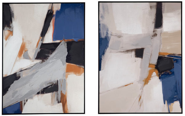 Basset Mirror Denisa Modern Abstract Framed Canvas Art - Warm Tones & Contemporary Elegance For Any Room Black Canvas,Fir,Resin Frame 7301-035