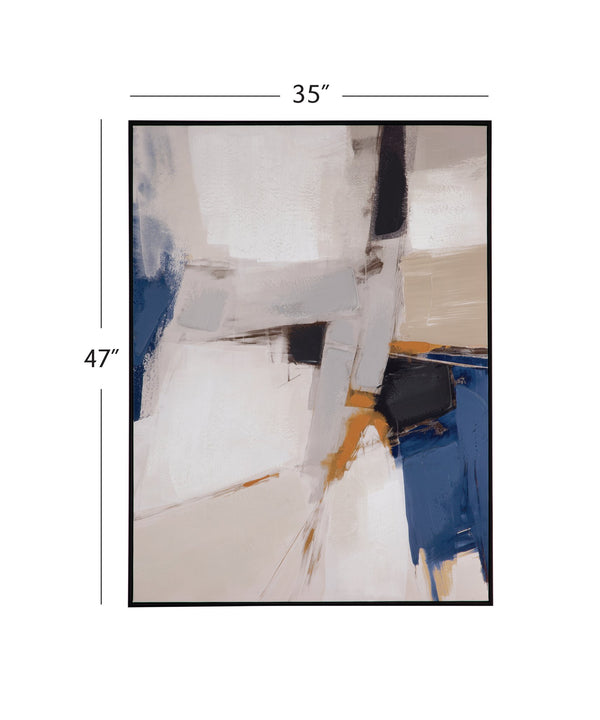 Basset Mirror Denisa Modern Abstract Framed Canvas Art - Warm Tones & Contemporary Elegance For Any Room Black Canvas,Fir,Resin Frame 7301-035