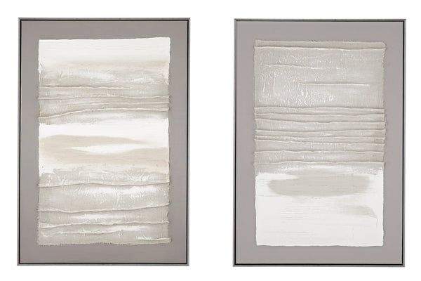 Basset Mirror Zole Serene Abstract Framed Canvas Art - Elevate Your Space With Tranquil Elegance And Style Gray Canvas,Fir,Linen,Resin Frame 7301-038