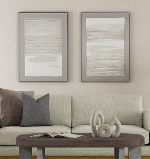 Basset Mirror Zole Serene Abstract Framed Canvas Art - Elevate Your Space With Tranquil Elegance And Style Gray Canvas,Fir,Linen,Resin Frame 7301-039