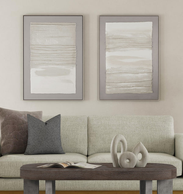 Basset Mirror Zole Serene Abstract Framed Canvas Art - Elevate Your Space With Tranquil Elegance And Style Gray Canvas,Fir,Linen,Resin Frame 7301-039