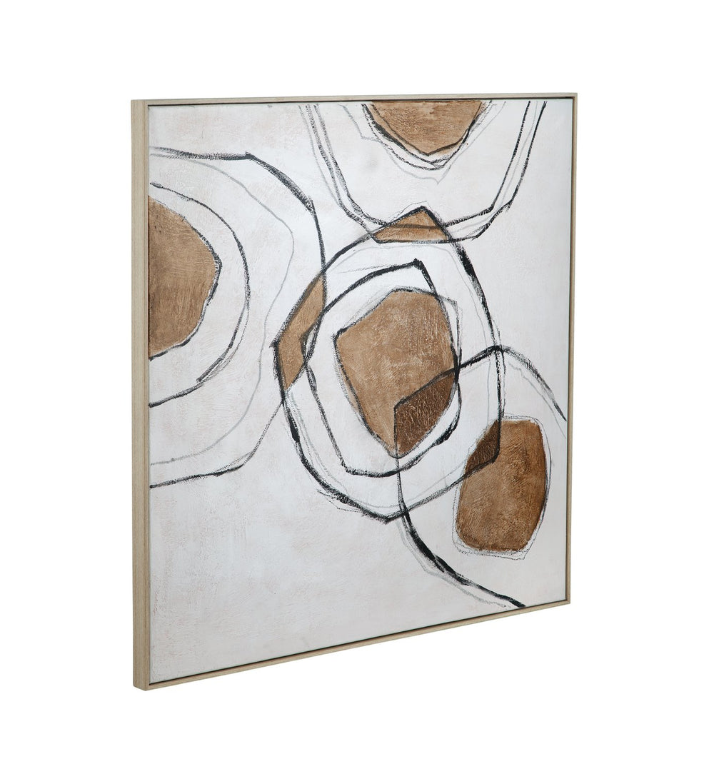 Basset Mirror Rhetoric Framed Canvas - Serene Abstract Art In Neutral Hues For Elegant Home Decor & Tranquility Brown Canvas,Pine Wood,Resin Frame 7301-040