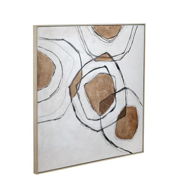 Basset Mirror Rhetoric Framed Canvas - Serene Abstract Art In Neutral Hues For Elegant Home Decor & Tranquility Brown Canvas,Pine Wood,Resin Frame 7301-040