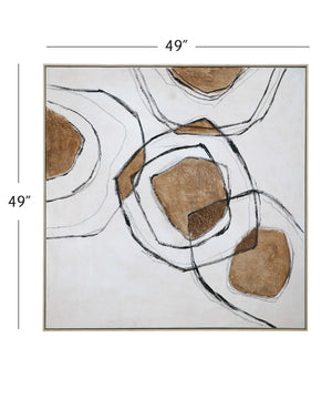 Basset Mirror Rhetoric Framed Canvas - Serene Abstract Art In Neutral Hues For Elegant Home Decor & Tranquility Brown Canvas,Pine Wood,Resin Frame 7301-040