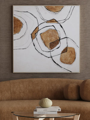 Basset Mirror Rhetoric Framed Canvas - Serene Abstract Art In Neutral Hues For Elegant Home Decor & Tranquility Brown Canvas,Pine Wood,Resin Frame 7301-040