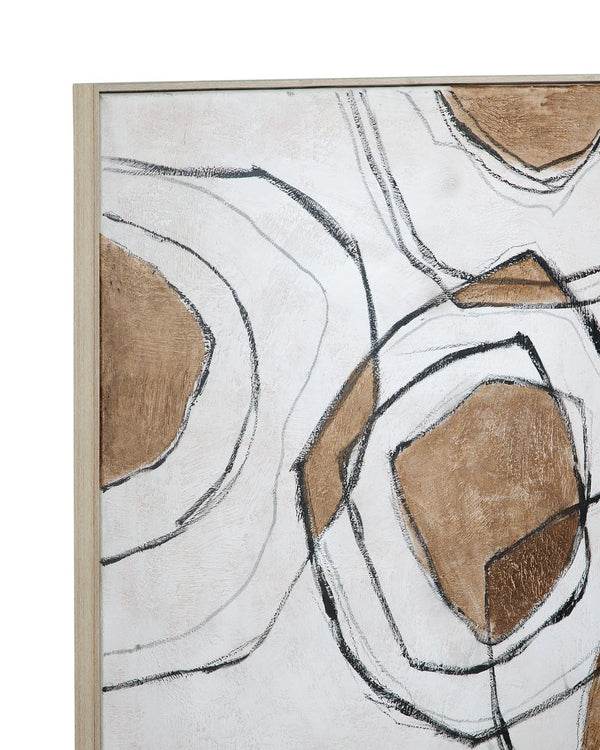 Basset Mirror Rhetoric Framed Canvas - Serene Abstract Art In Neutral Hues For Elegant Home Decor & Tranquility Brown Canvas,Pine Wood,Resin Frame 7301-040